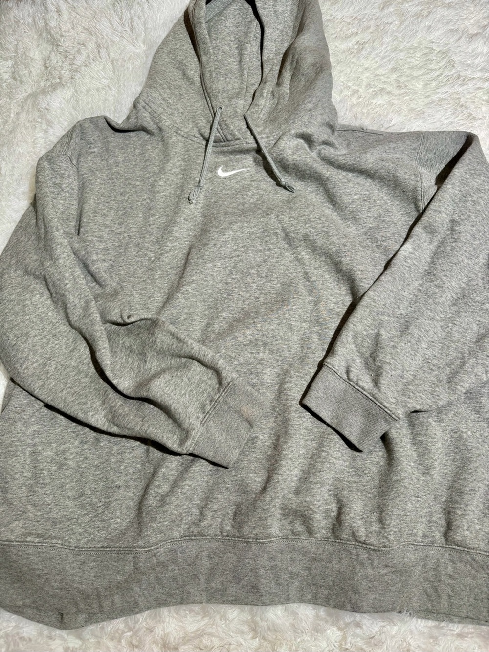 Nike 3X Gray Center Swoosh Hoodie Sweatshirt sweater long sleeve heather grey